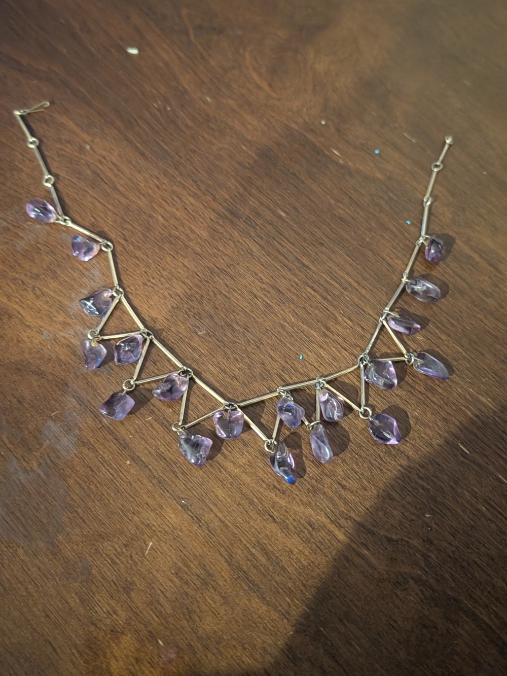 Delicate Amethyst Teardrop Pendant Necklace - Purple